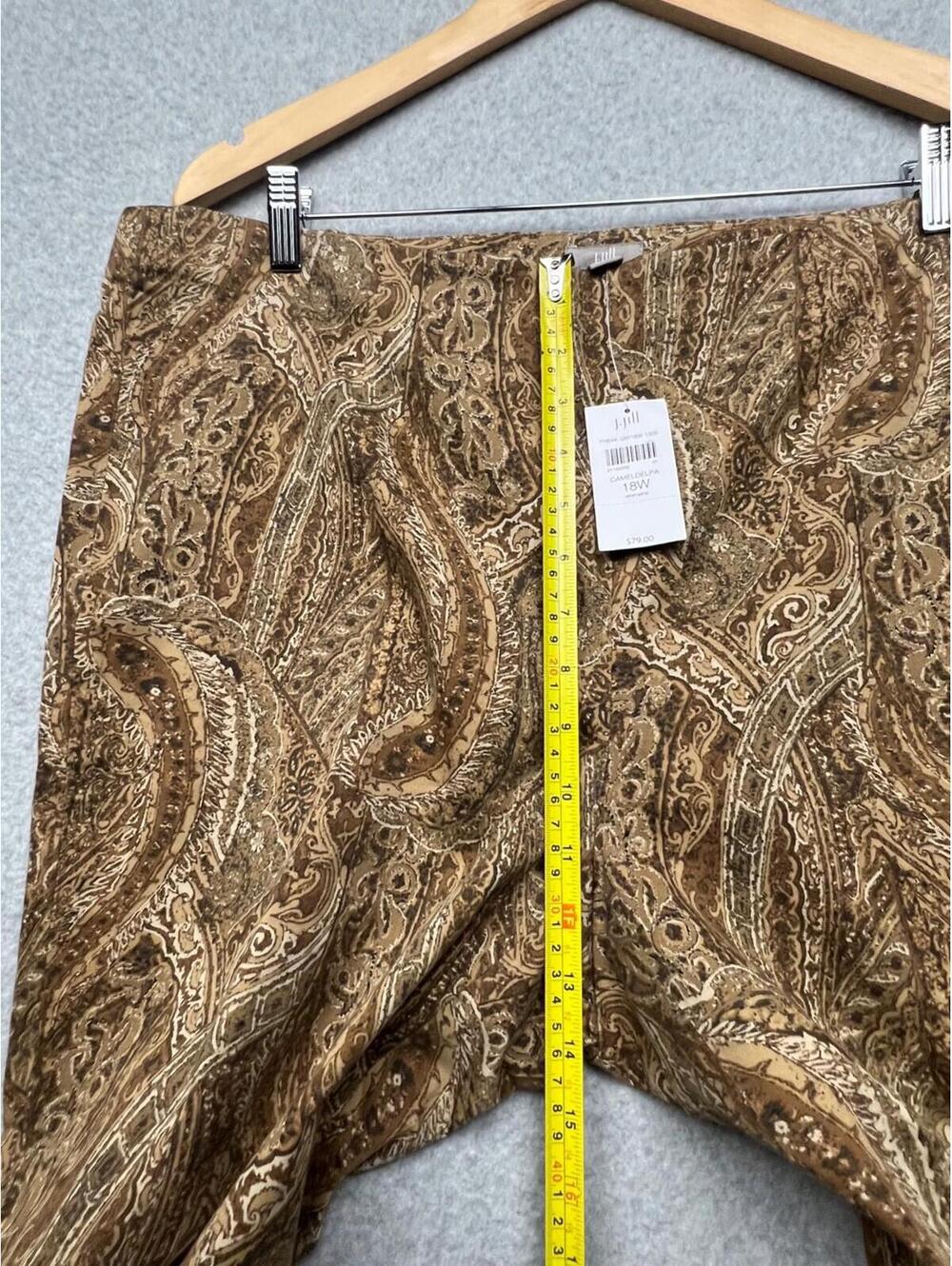 J. Jill Paisley Pull On Pants Women's Plus Sz 18 W Brown Casual Simple Modern - Picture 5 of 12